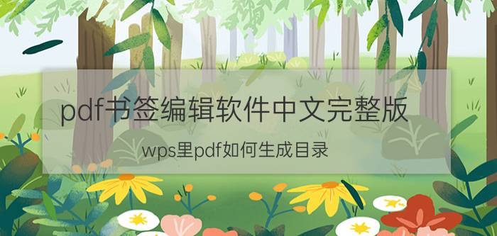 pdf书签编辑软件中文完整版 wps里pdf如何生成目录？